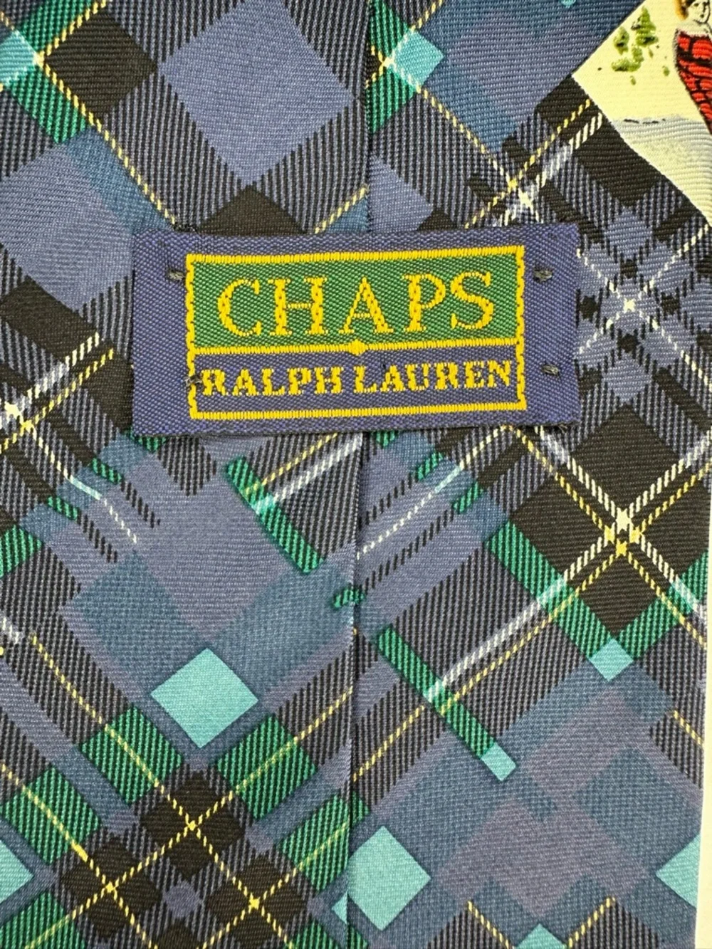 🎄Vintage CHAPS RALPH LAUREN Winter Holiday Scene Blue Classic Tie, 4”